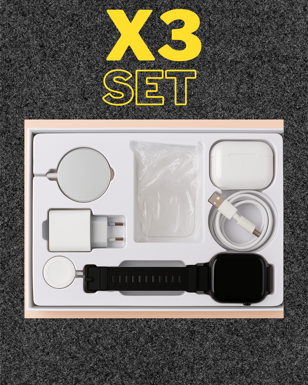 Combo Set X3 | Audífonos + Smartwatch + Diadema | ¡Tecnología 3 en 1!